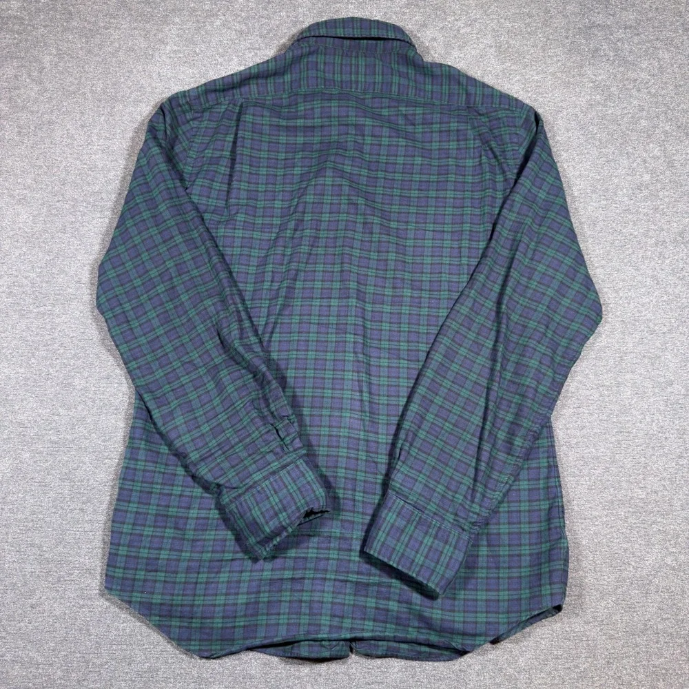 Polo Ralph Lauren Button Up Shirt Mens M Green Tartan Plaid Slim Fit Long Sleeve
